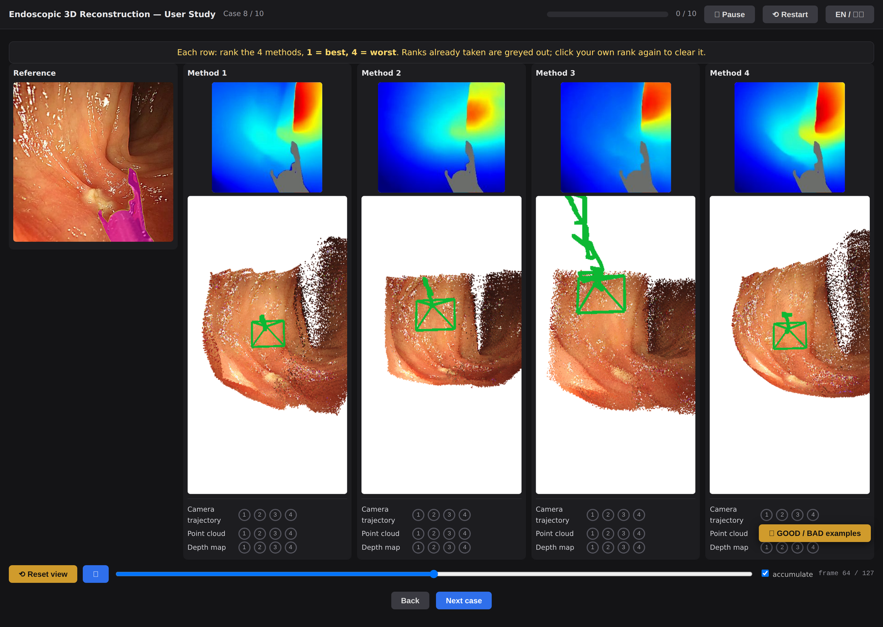 User study comparison page